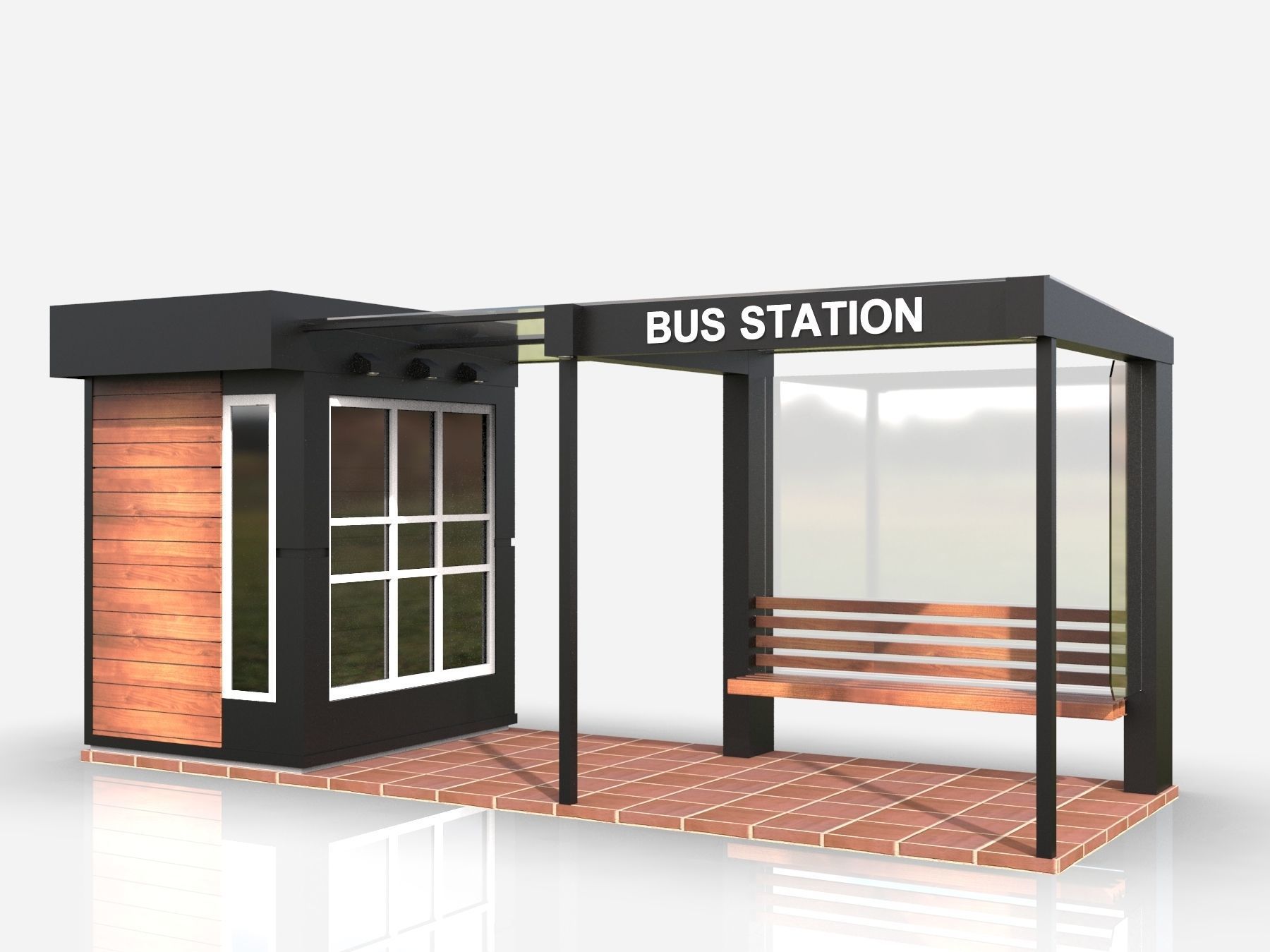 Bus station 3D model_2
