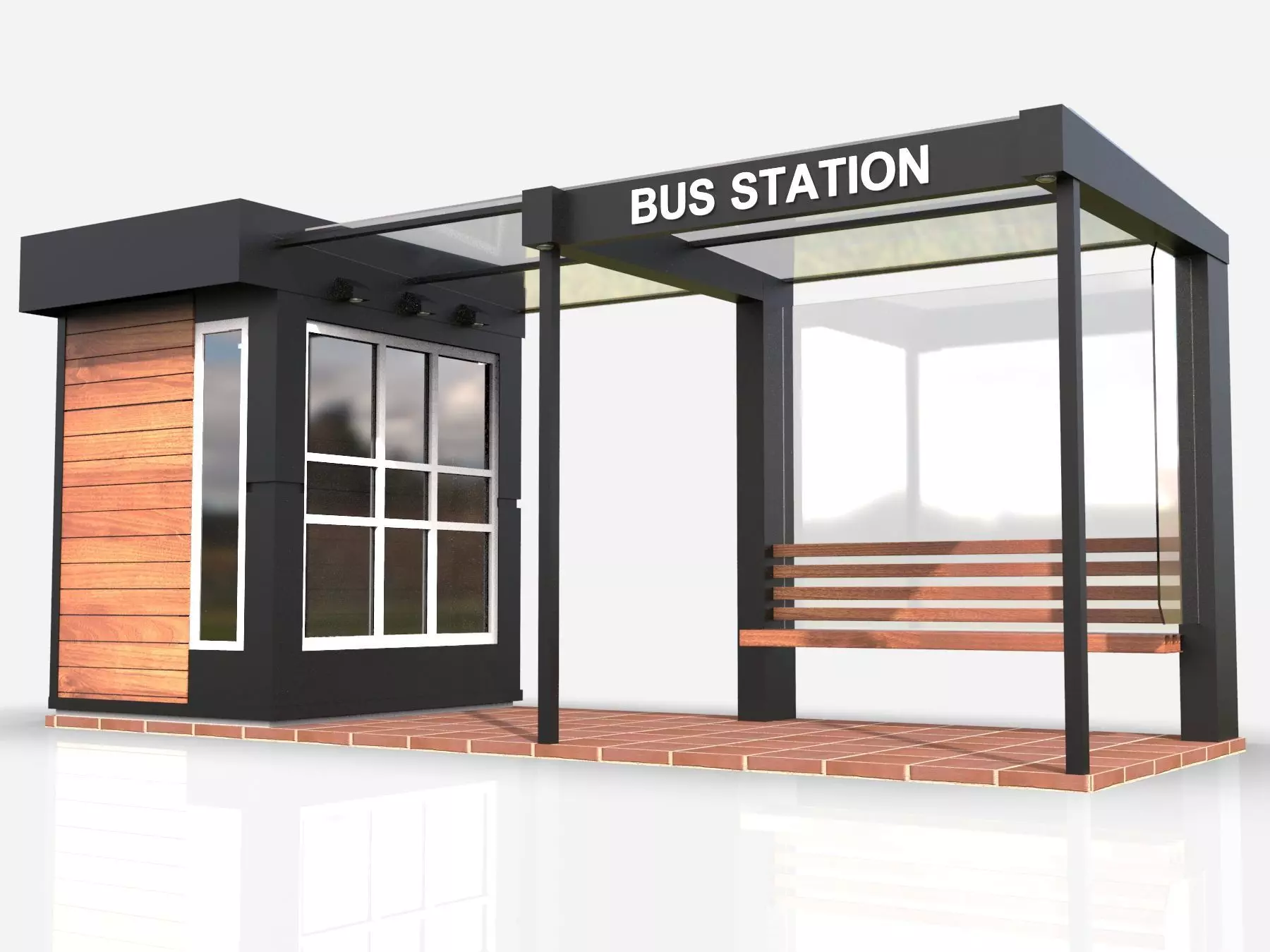 Bus station 3D model_0