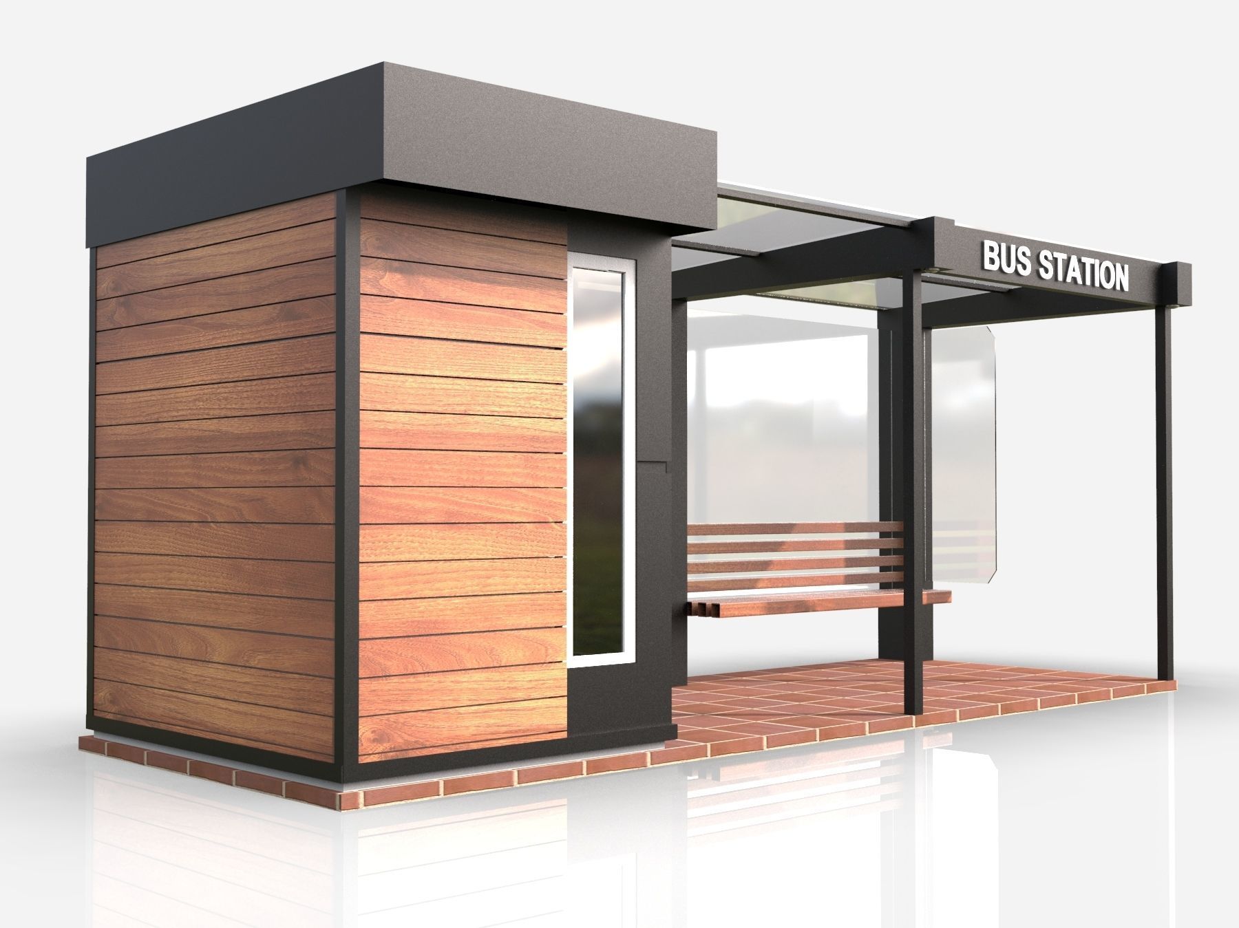 Bus station 3D model_1