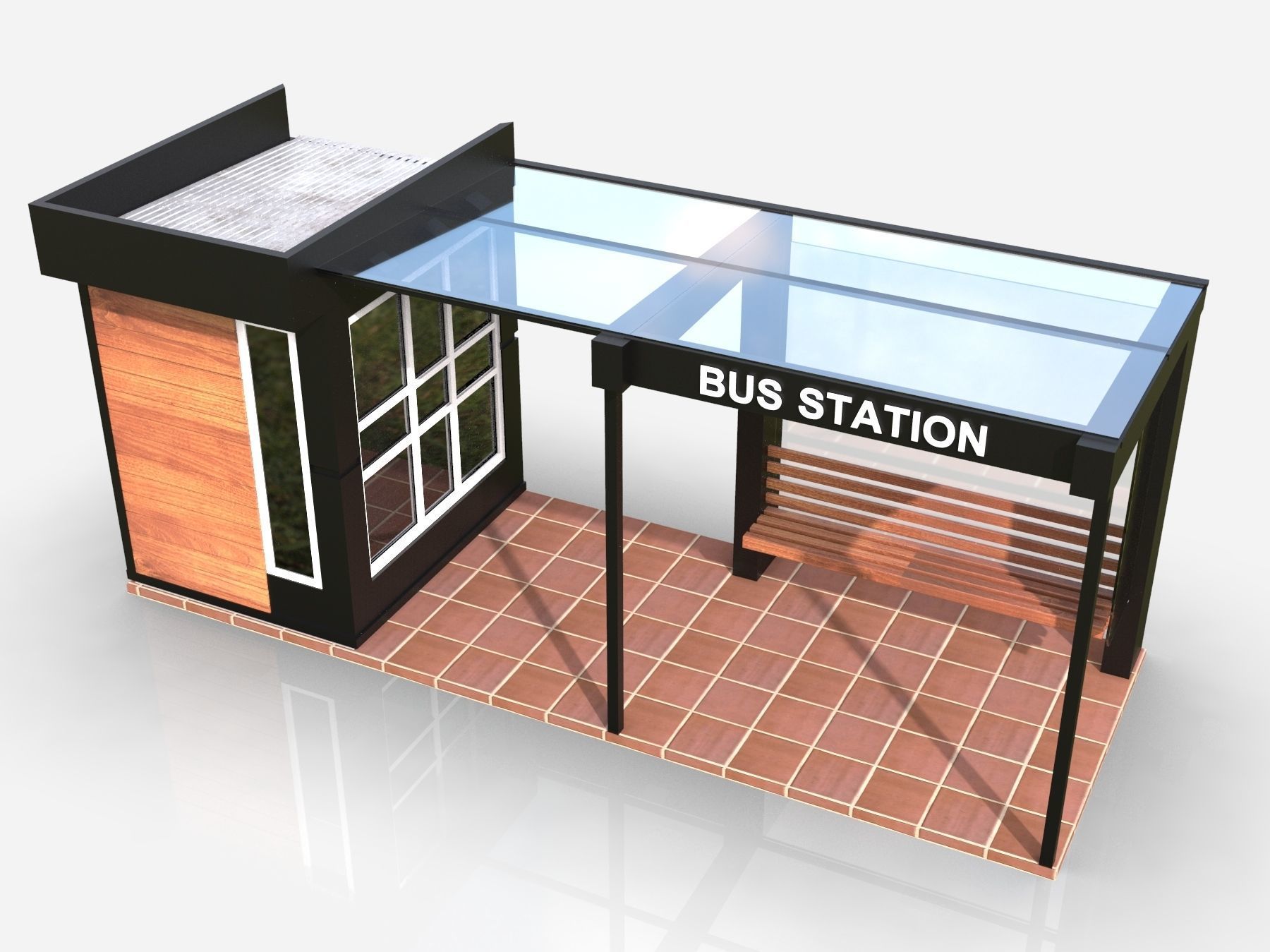 Bus station 3D model_4