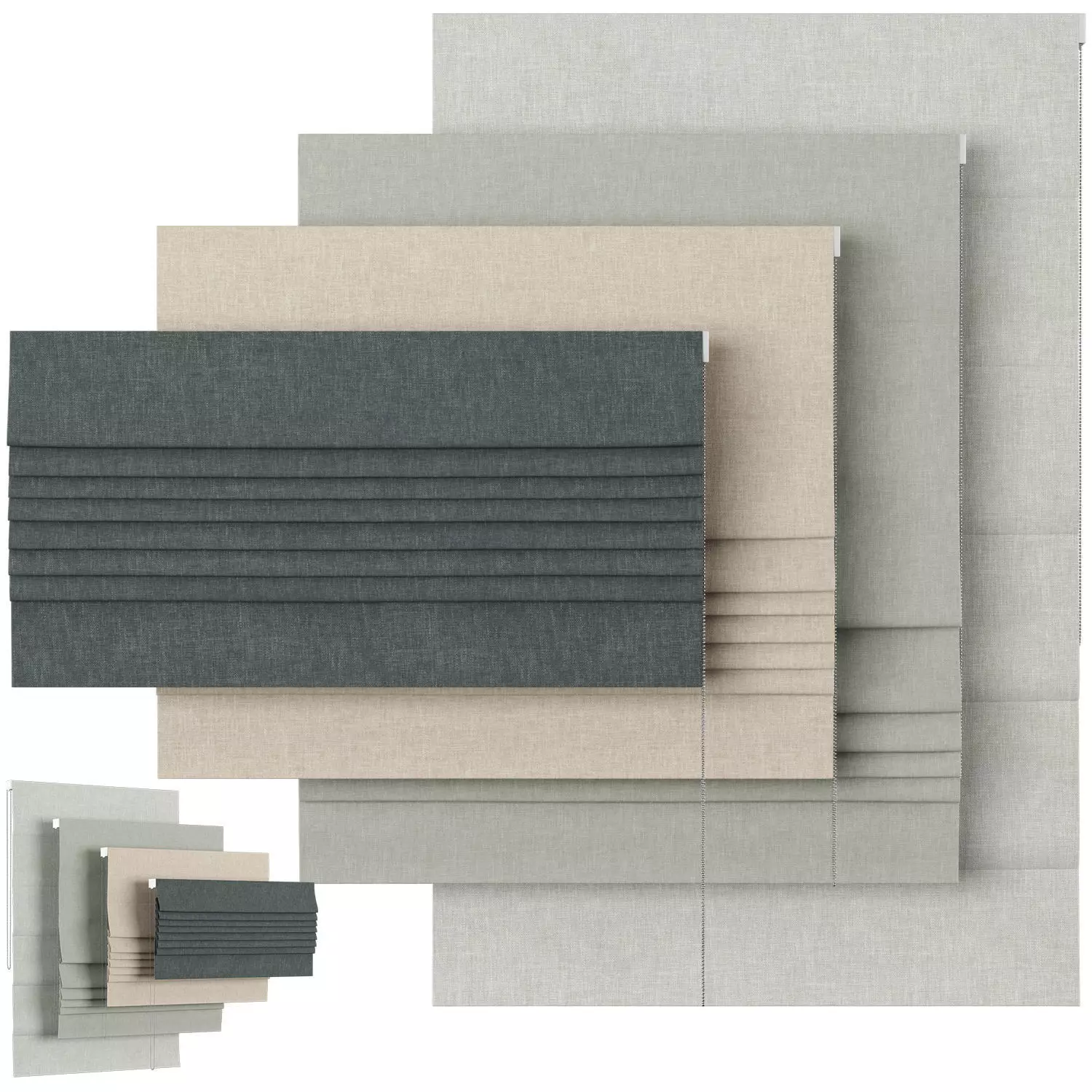 Roman Curtains 02 English Blinds Solo 3D model