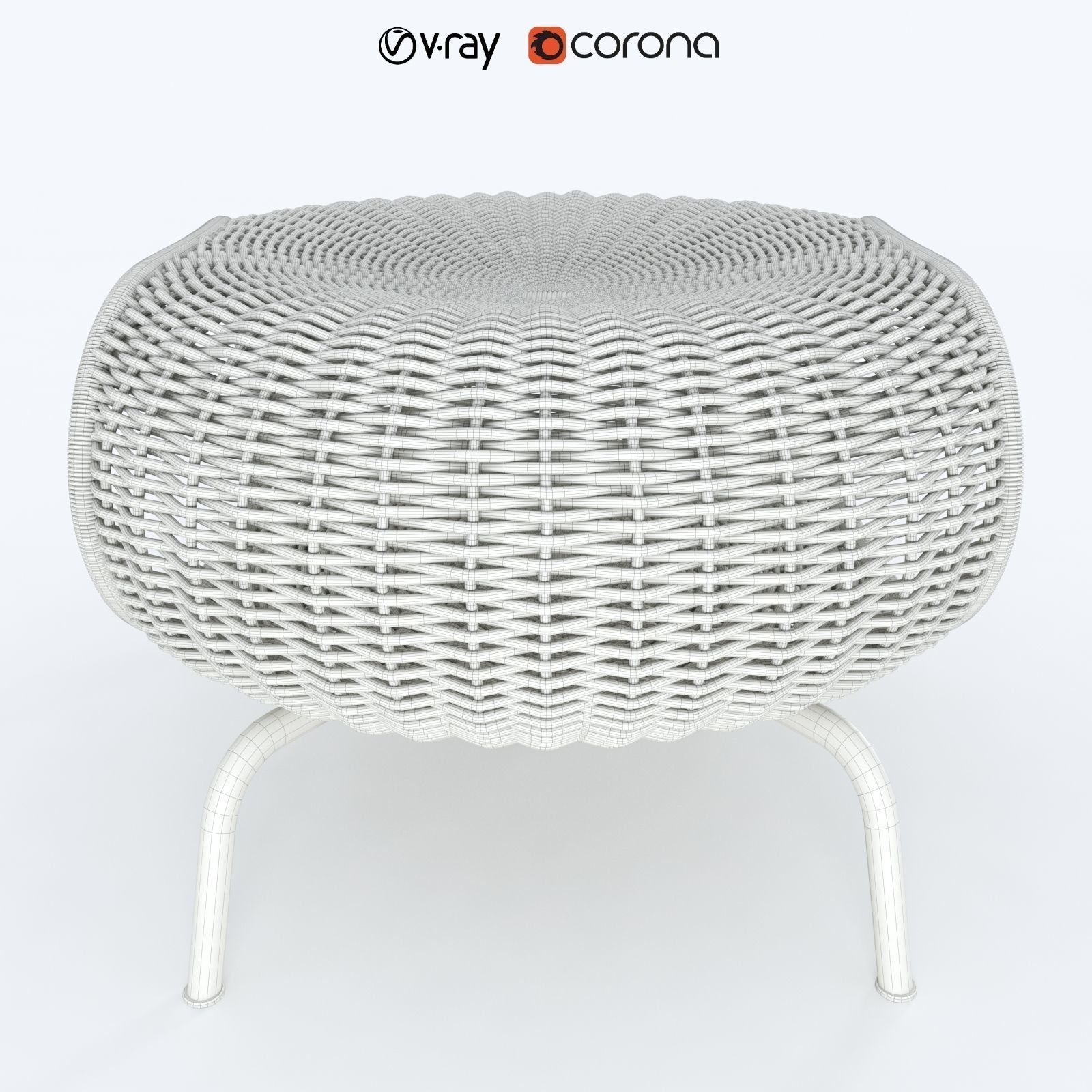 GAMLEHULT Footstool with storage rattan anthracite 3D model_2