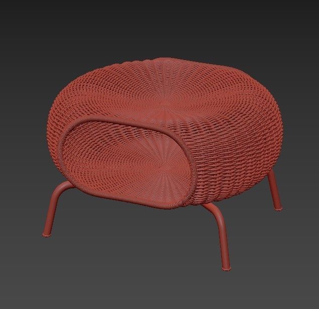GAMLEHULT Footstool with storage rattan anthracite 3D model_3