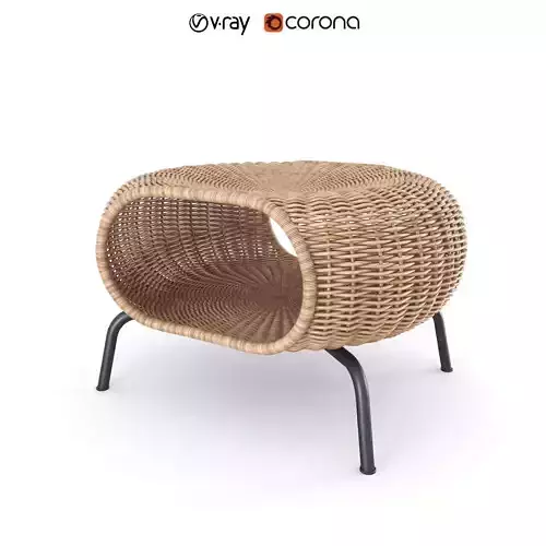 GAMLEHULT Footstool with storage rattan anthracite