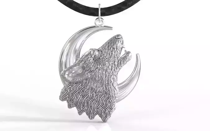 Wolf pendant 3 sizes 26mm 3mm 46mm 3D print model