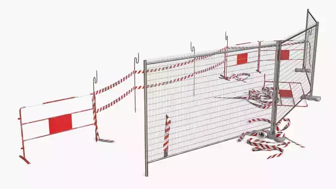 Construction Safety Elements Low-poly 3D model