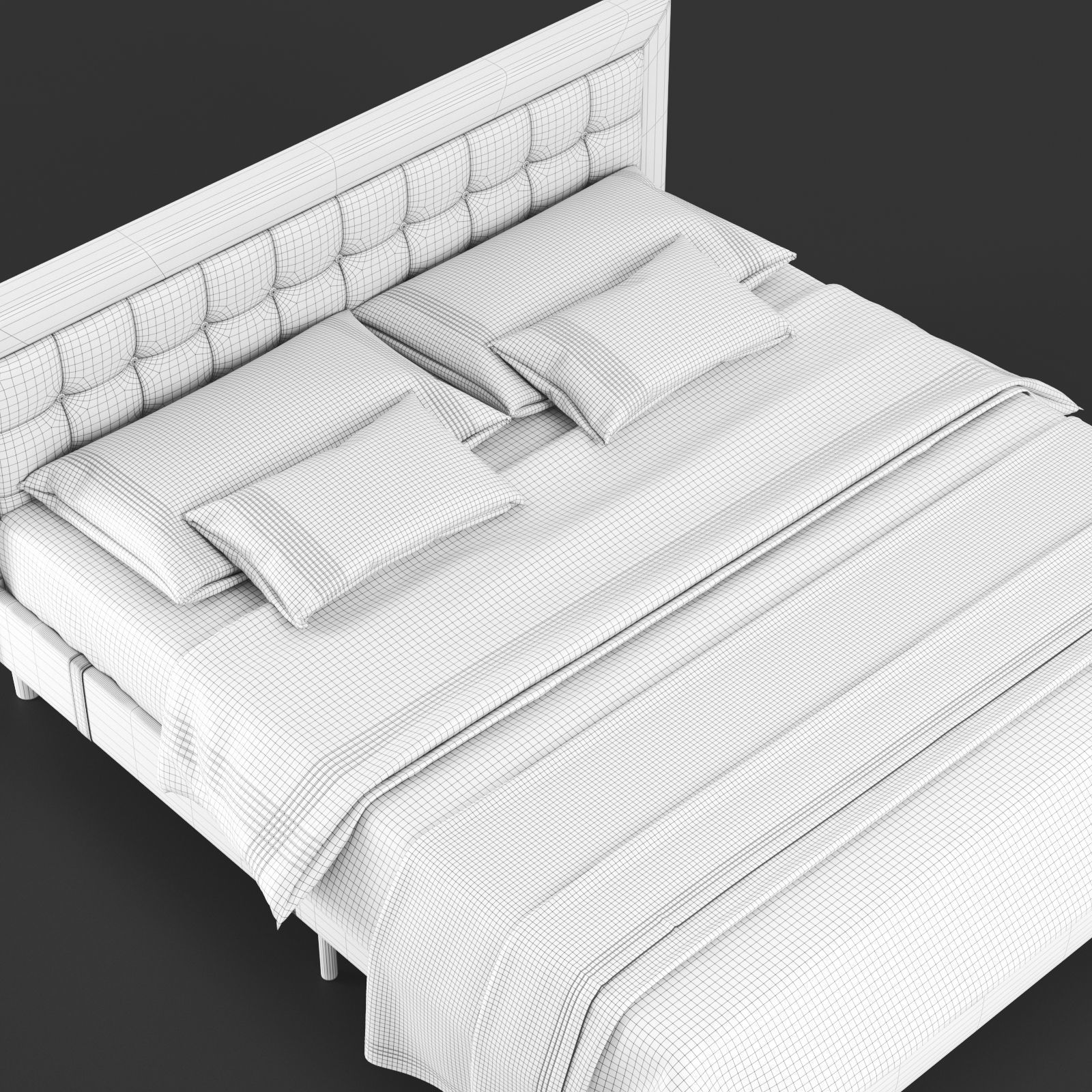 Overstock Double Bed Gray PostureLoft Mornington Bed 3D model_2