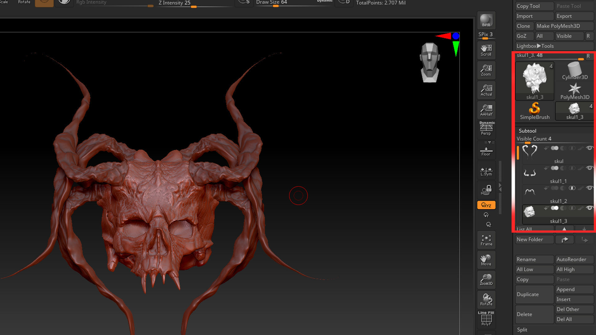 Devil Skull With Horns 3D model_14