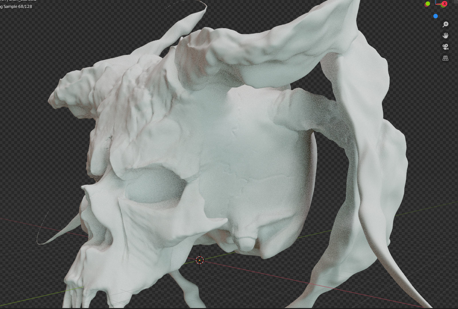Devil Skull With Horns 3D model_3