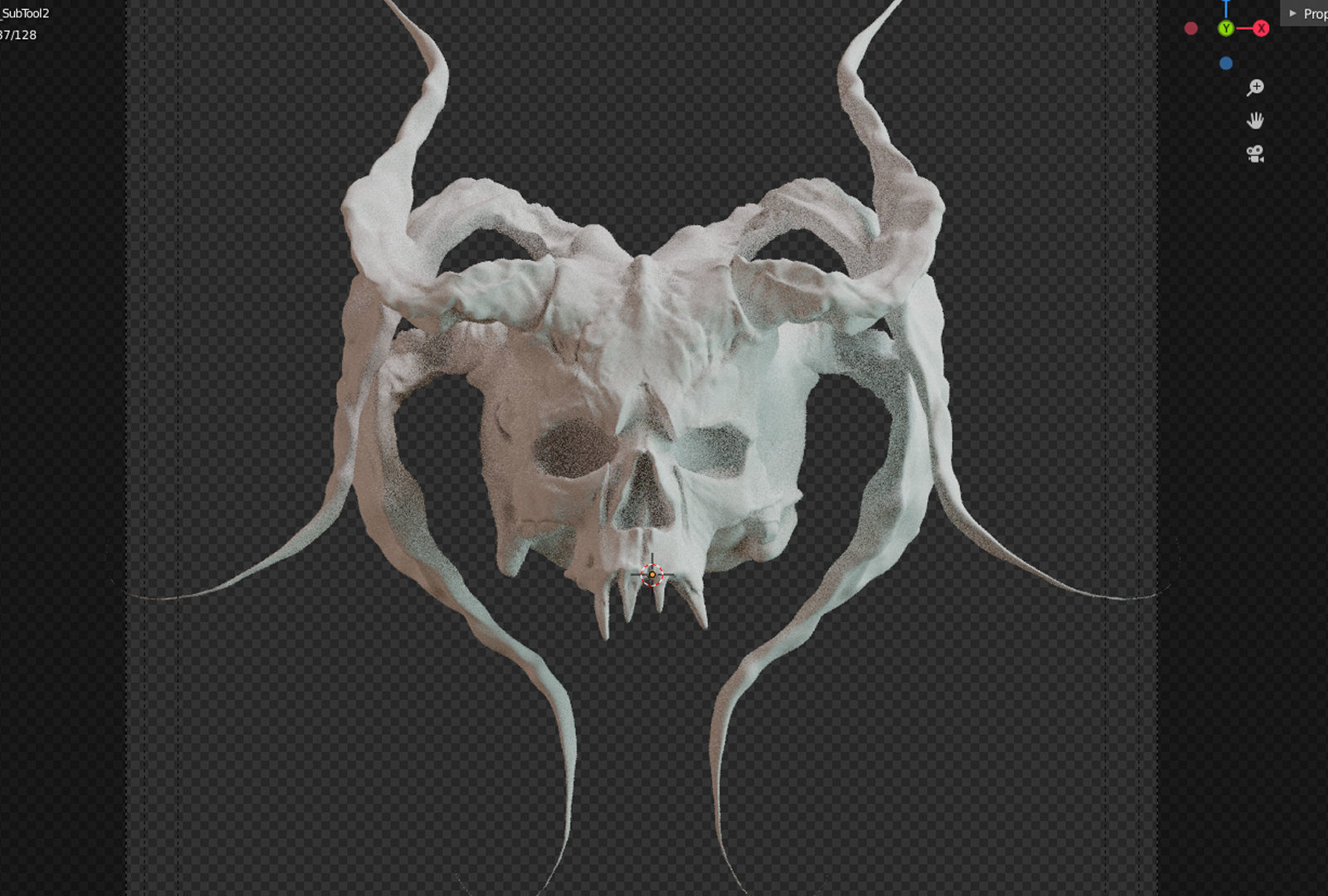 Devil Skull With Horns 3D model_2
