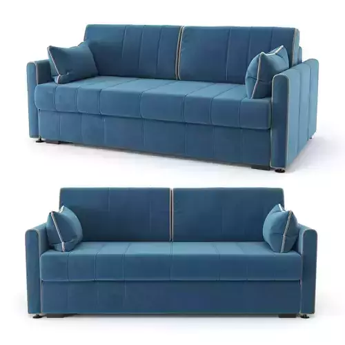 Straight blue sofa bed Rimmini velor 3D model