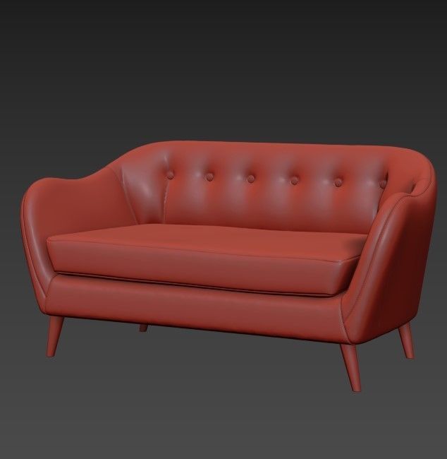 Straight gray double sofa DAVEN by BUT Scandinavian style 3D model_3