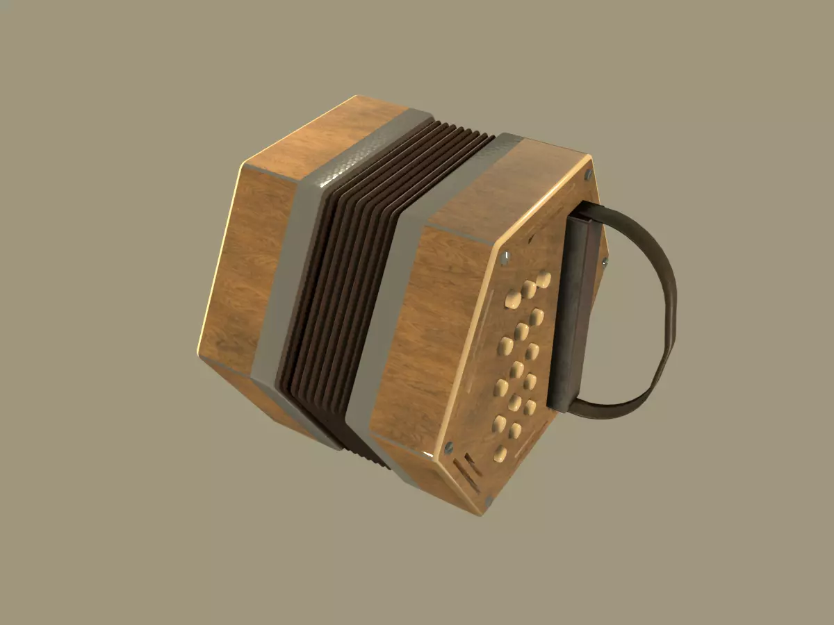 Concertina accordion 3D model_0