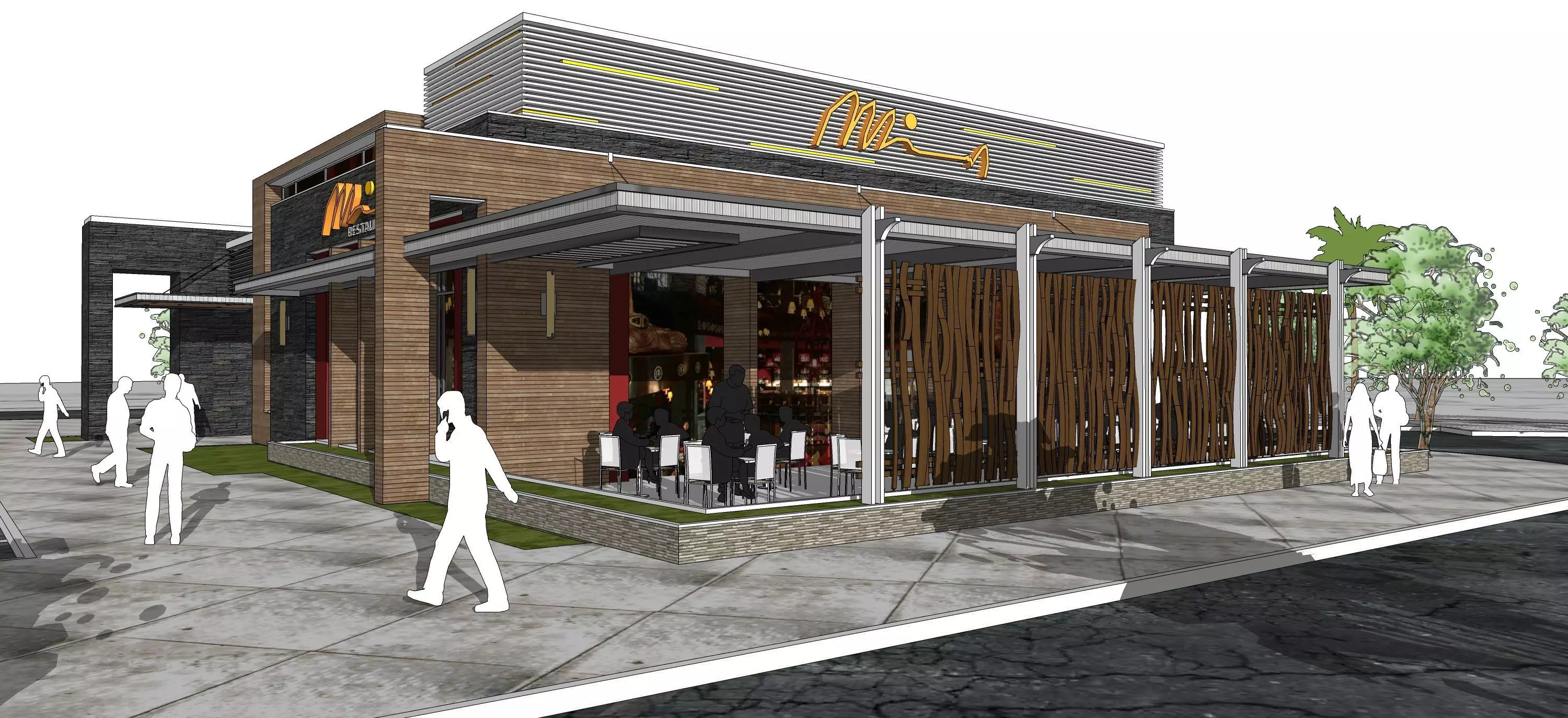 Out-parcel Restaurant Model  3D model_0