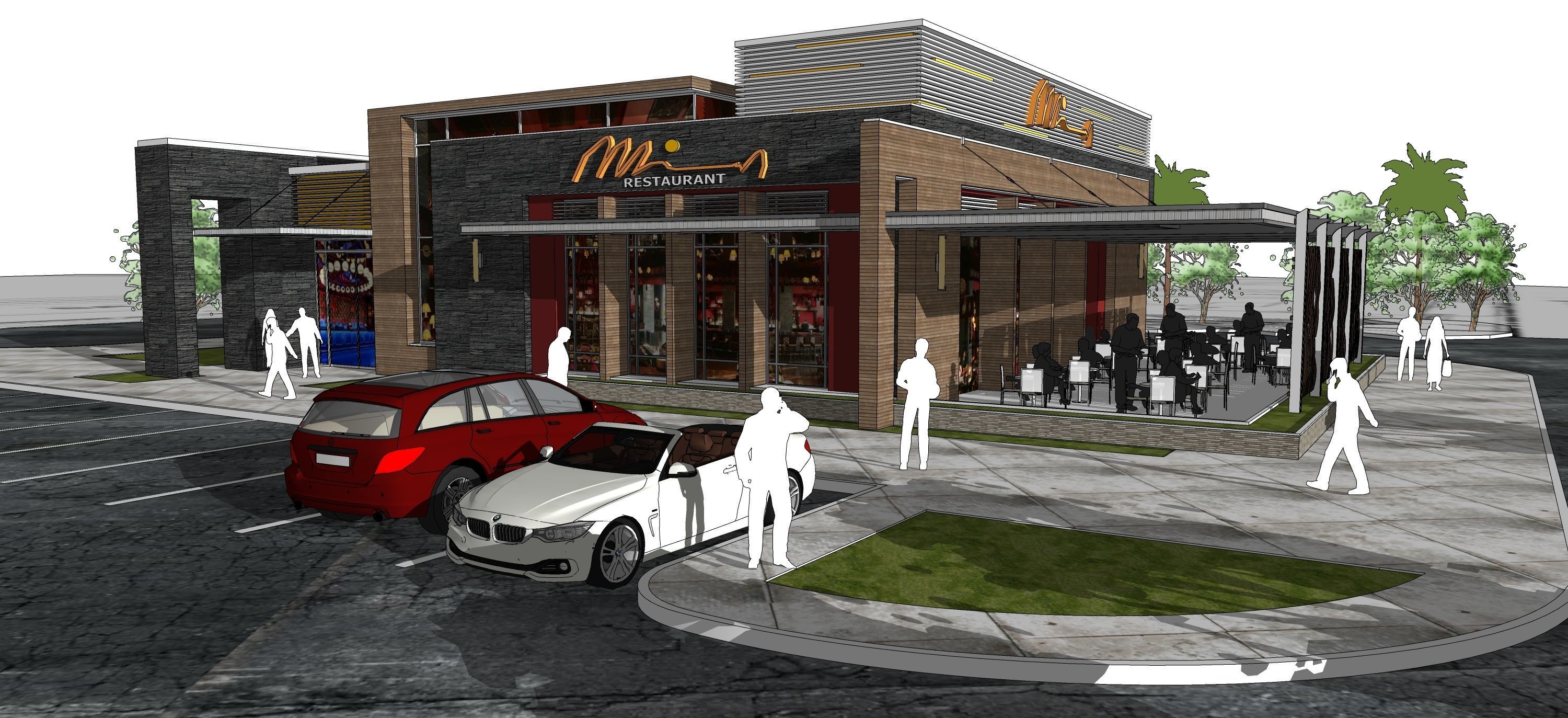 Out-parcel Restaurant Model  3D model_1