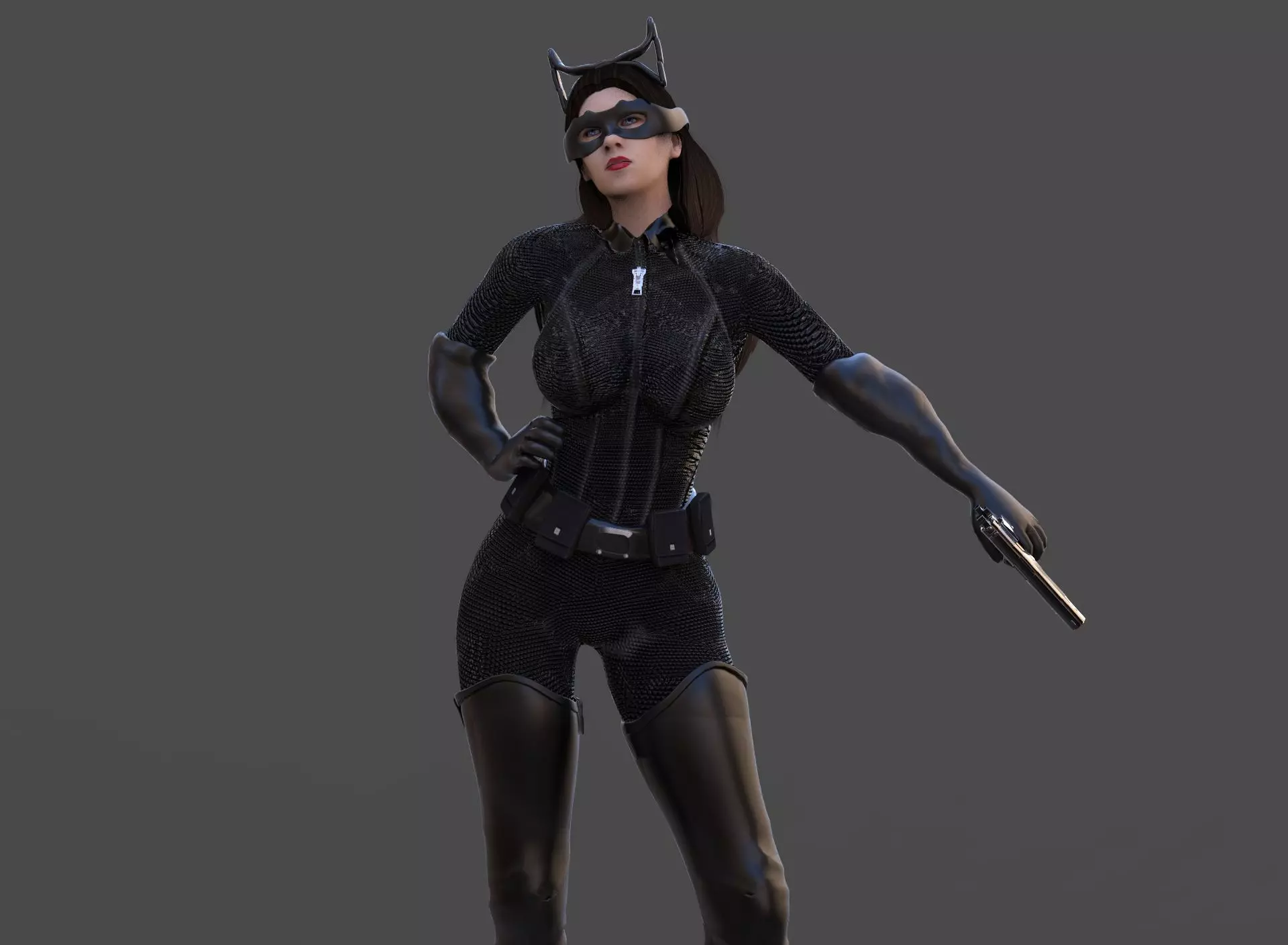 Catwoman in knight rises costume Low-poly 3D model_0