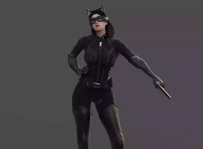 Catwoman in knight rises costume Low-poly 3D model