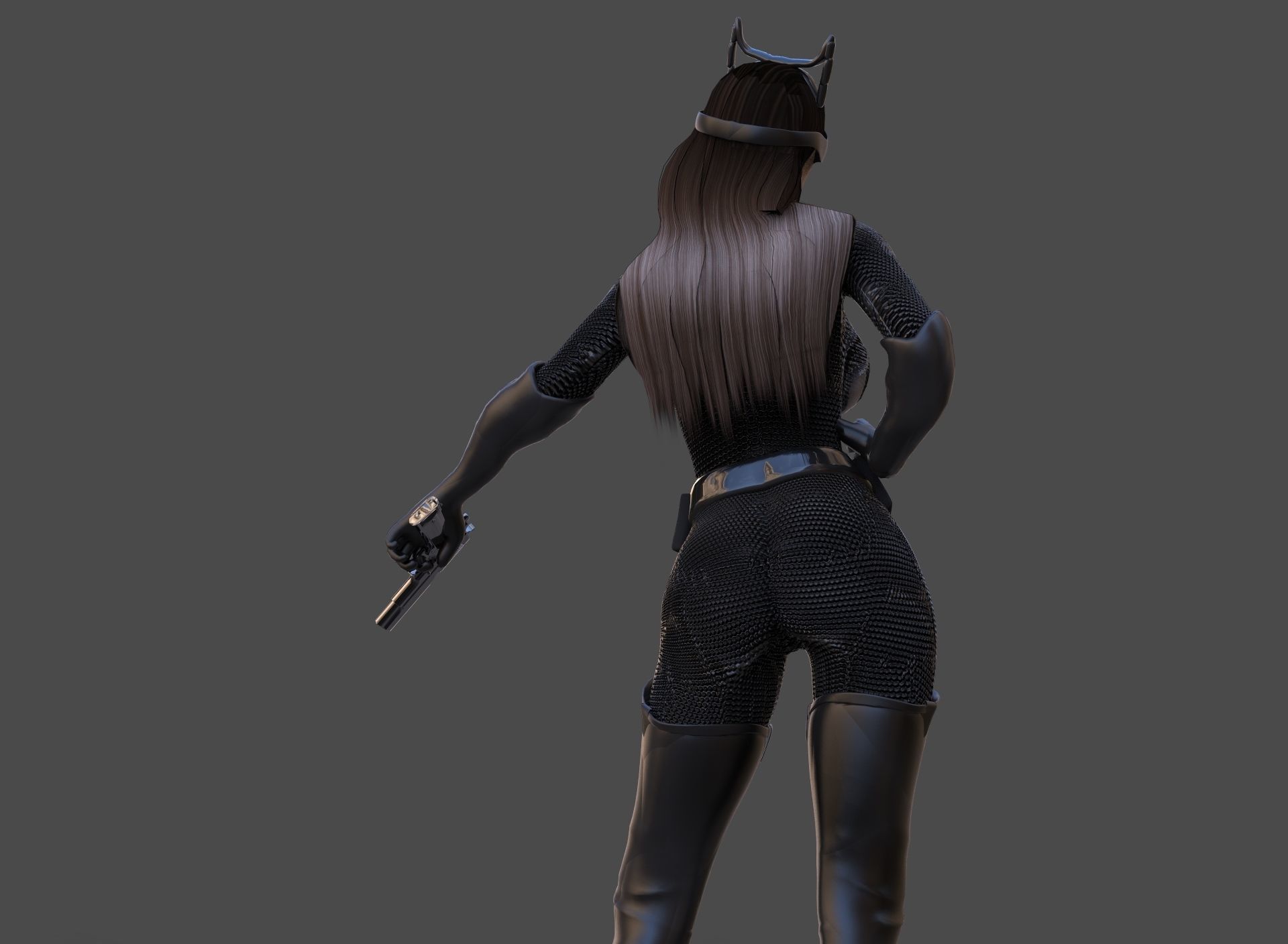 Catwoman in knight rises costume Low-poly 3D model_1