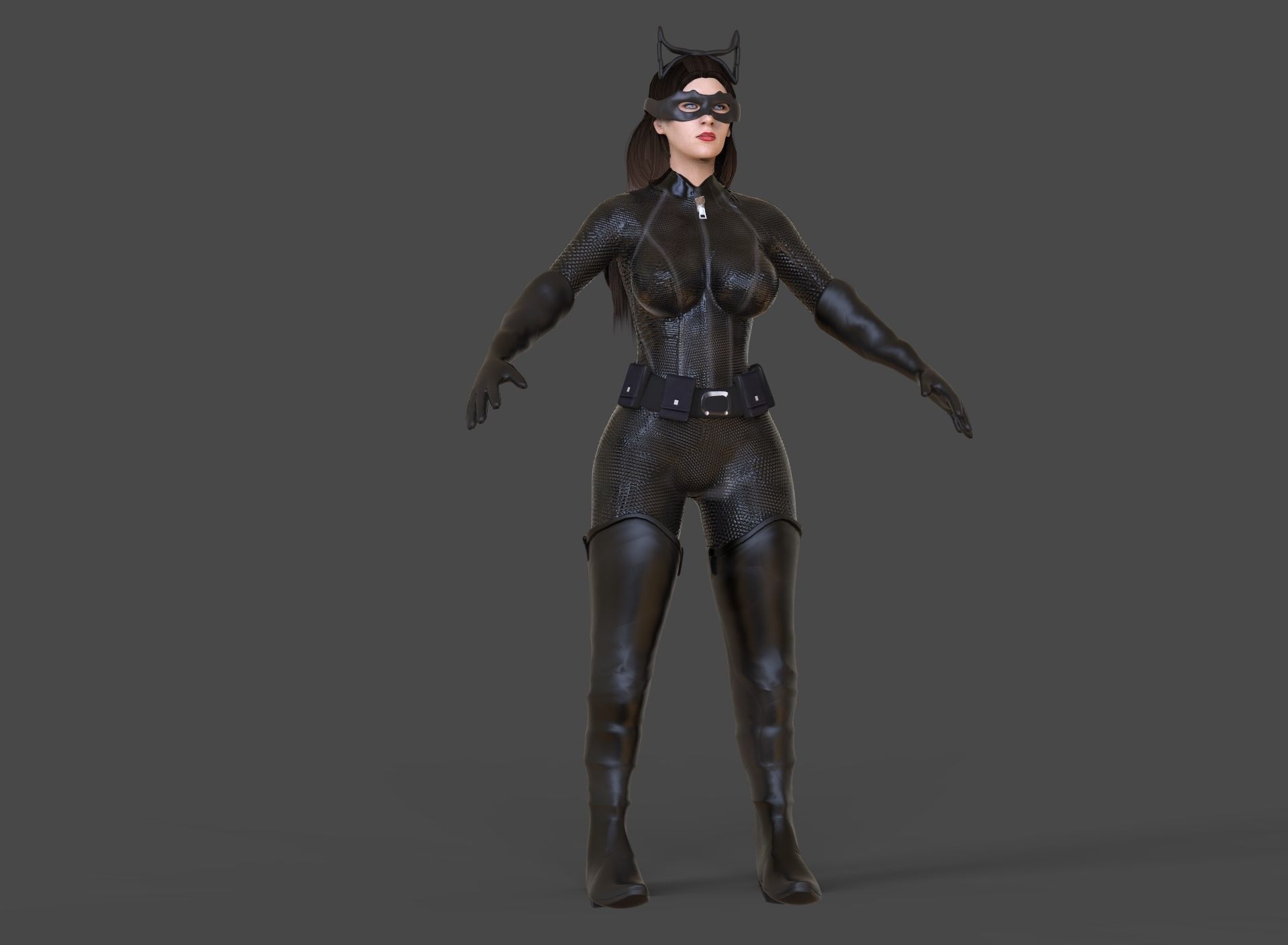 Catwoman in knight rises costume Low-poly 3D model_6