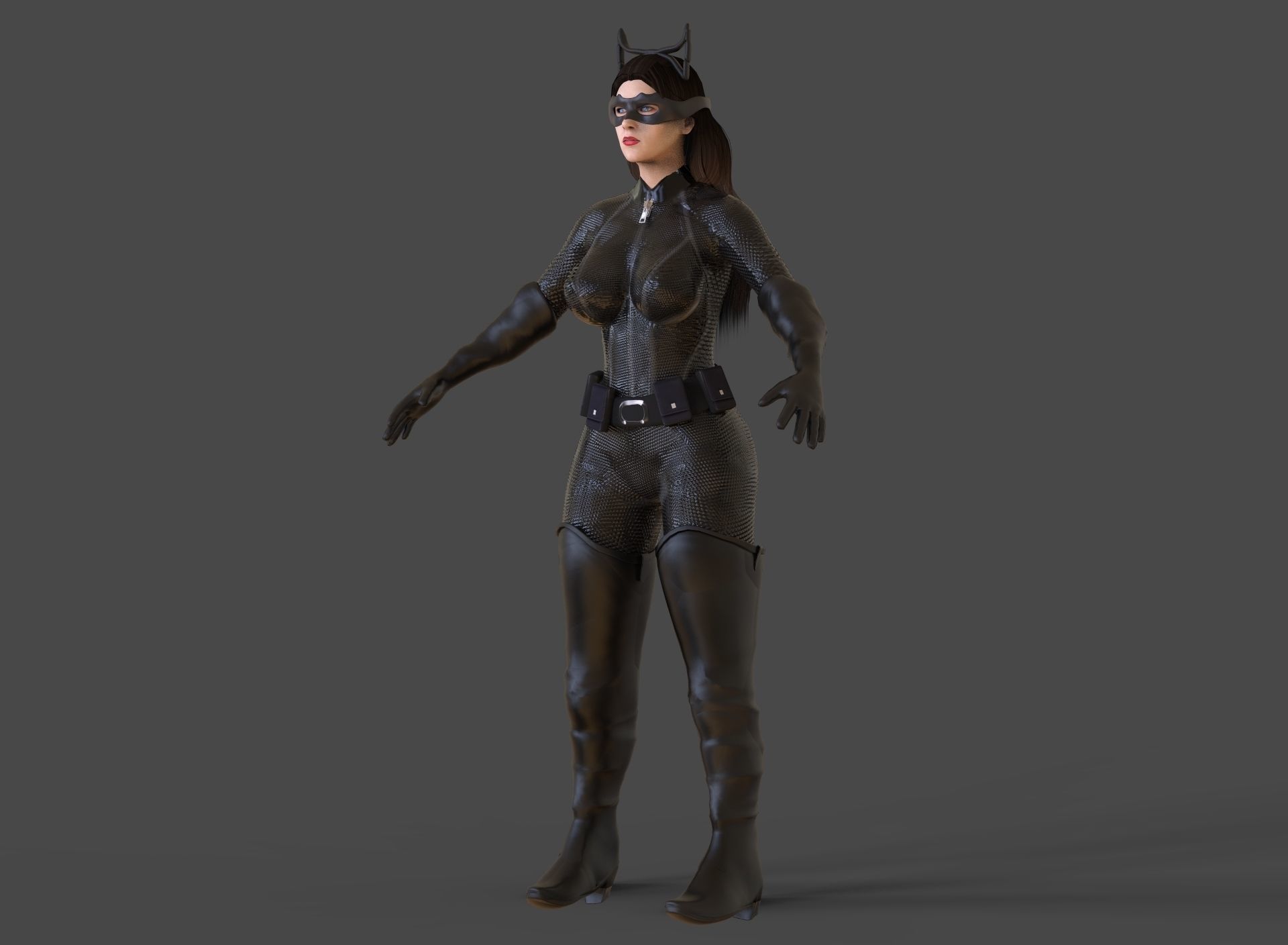 Catwoman in knight rises costume Low-poly 3D model_3