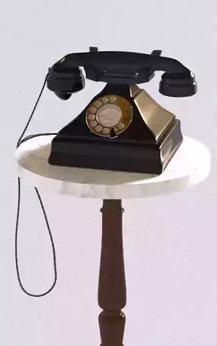 Vintage Rotary Phone with Marble Table
