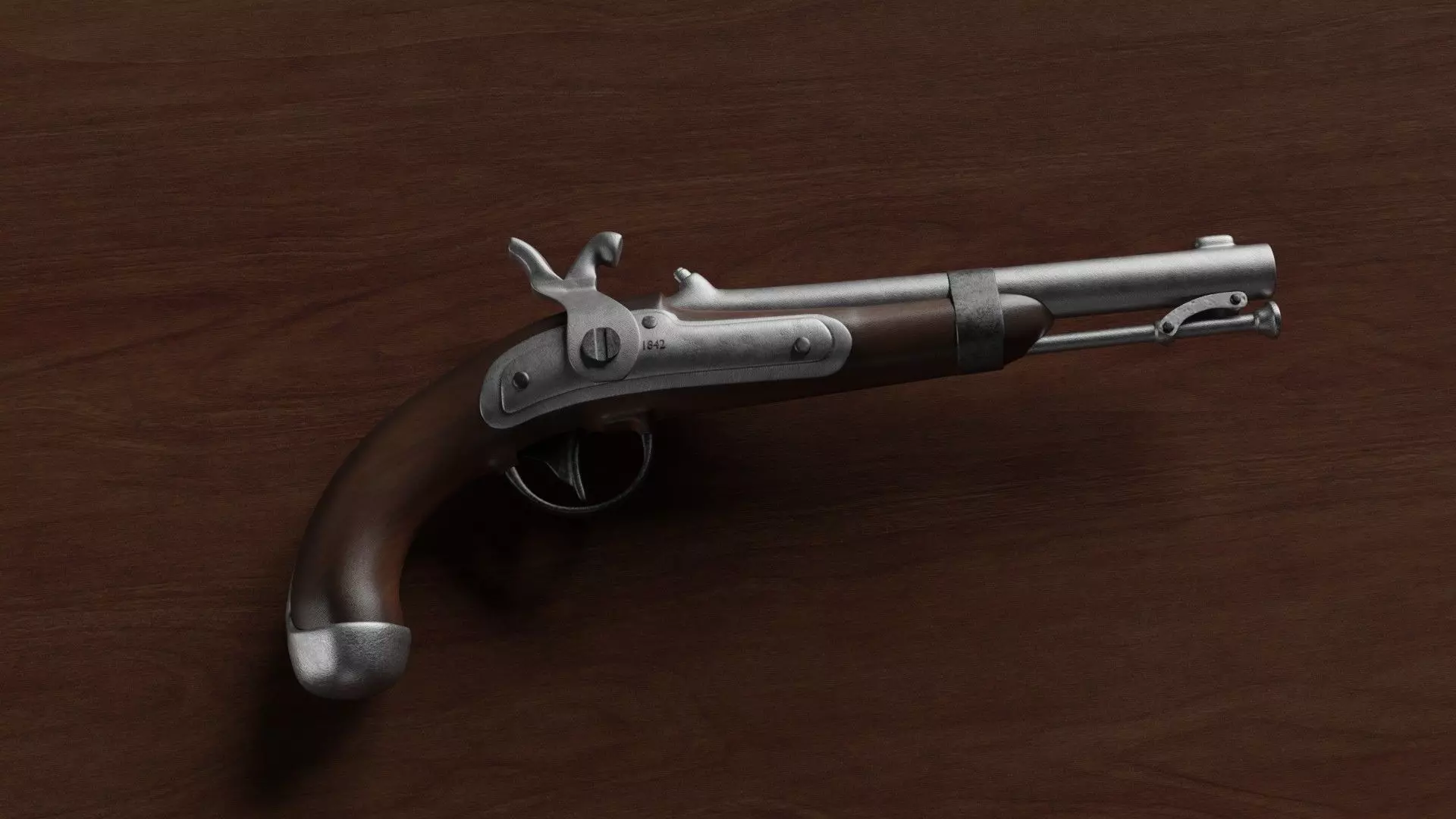 US Model 1842 percussion pistol Free 3D model