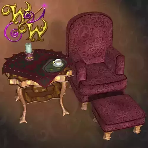 chair wyrm and table Free low-poly 3D model