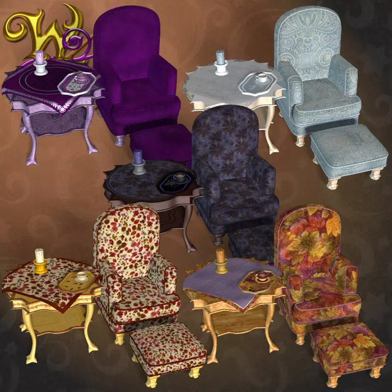 3d model cup sims furniture set Free low-poly 3D model_0