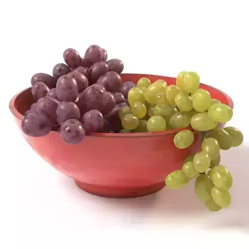 Grapes in a red bowl 3D model