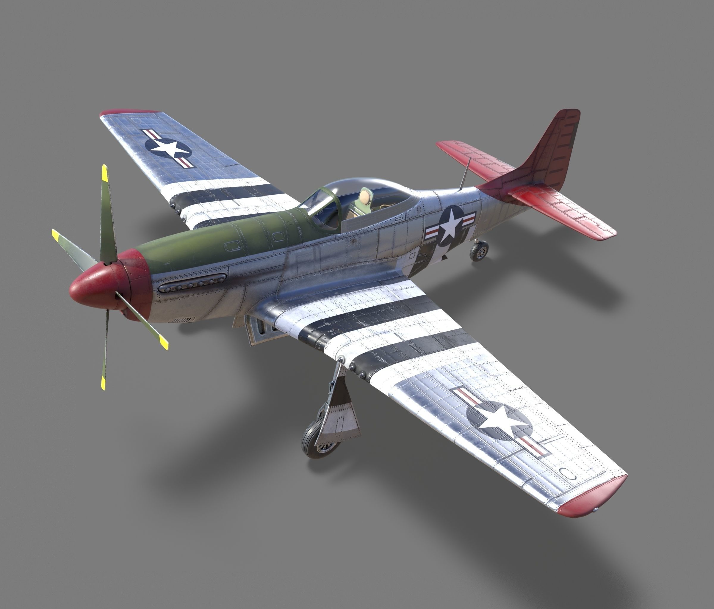 p51D Mustang - High Quality WW2 Warbird 3D model_1