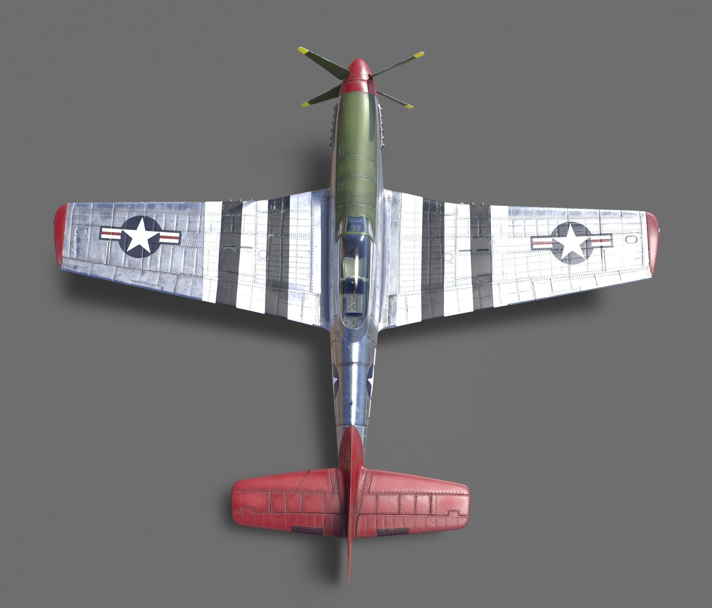 p51D Mustang - High Quality WW2 Warbird 3D model_2