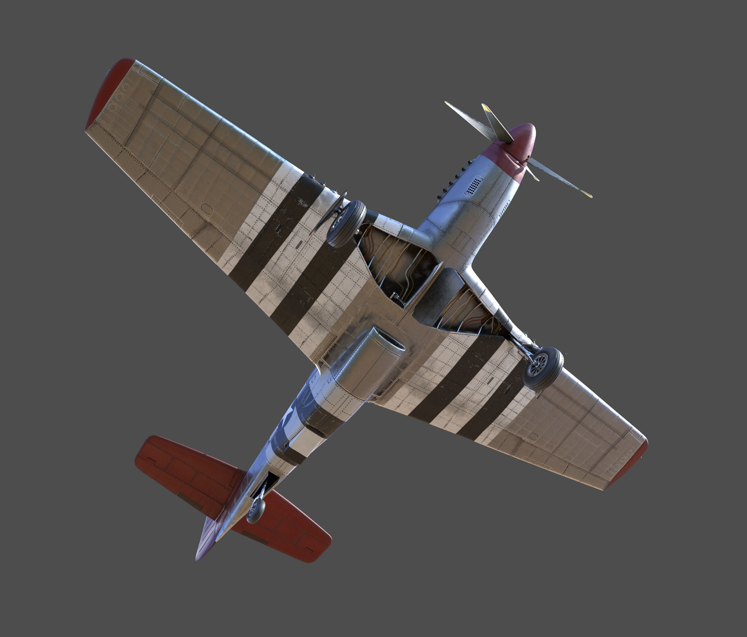 p51D Mustang - High Quality WW2 Warbird 3D model_7