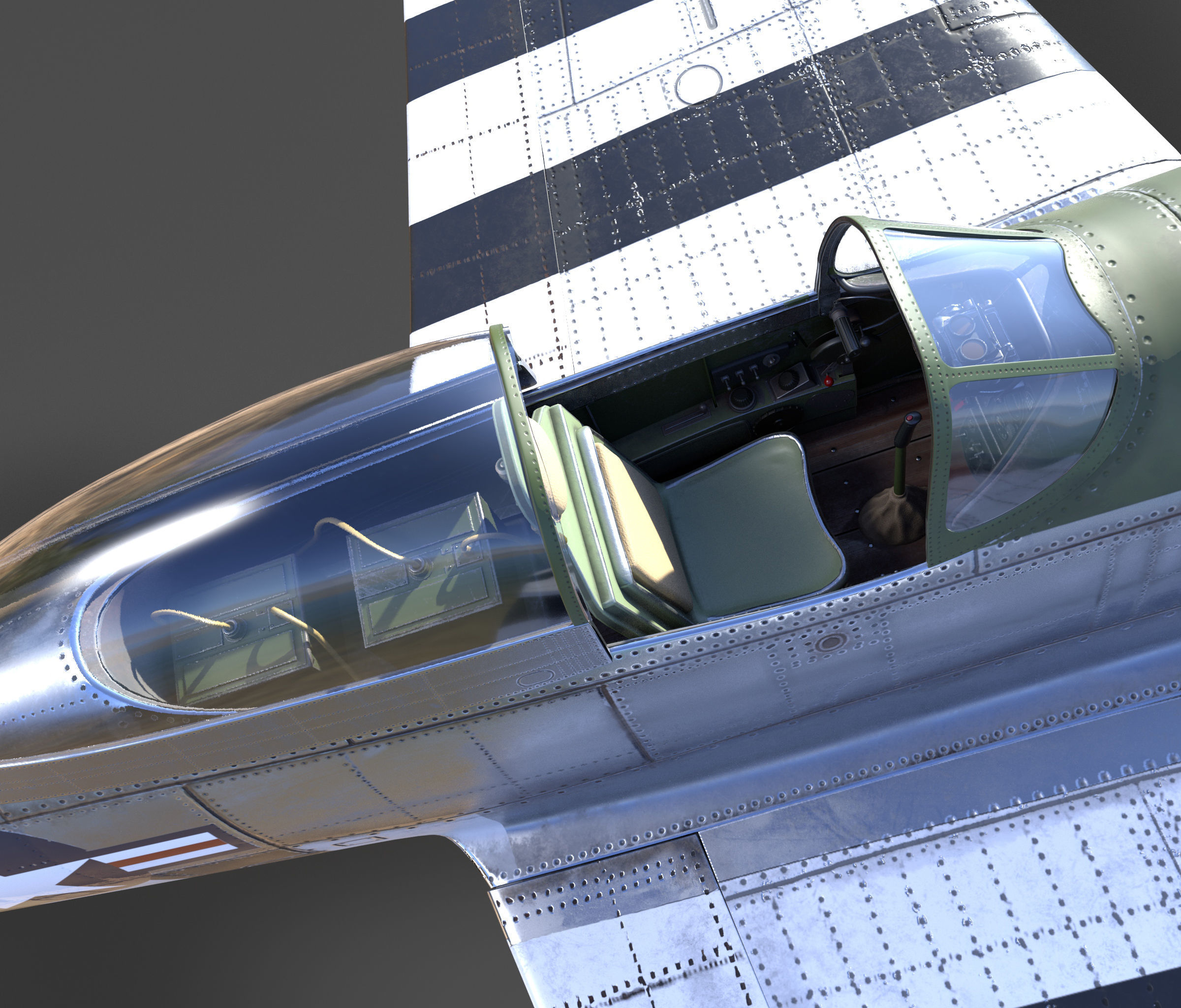 p51D Mustang - High Quality WW2 Warbird 3D model_8