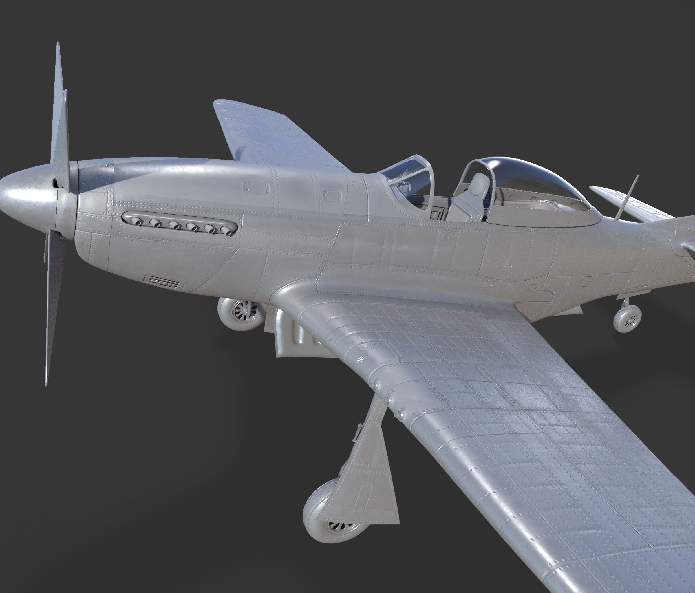 p51D Mustang - High Quality WW2 Warbird 3D model_12