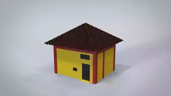 House with roof Low-poly 3D model