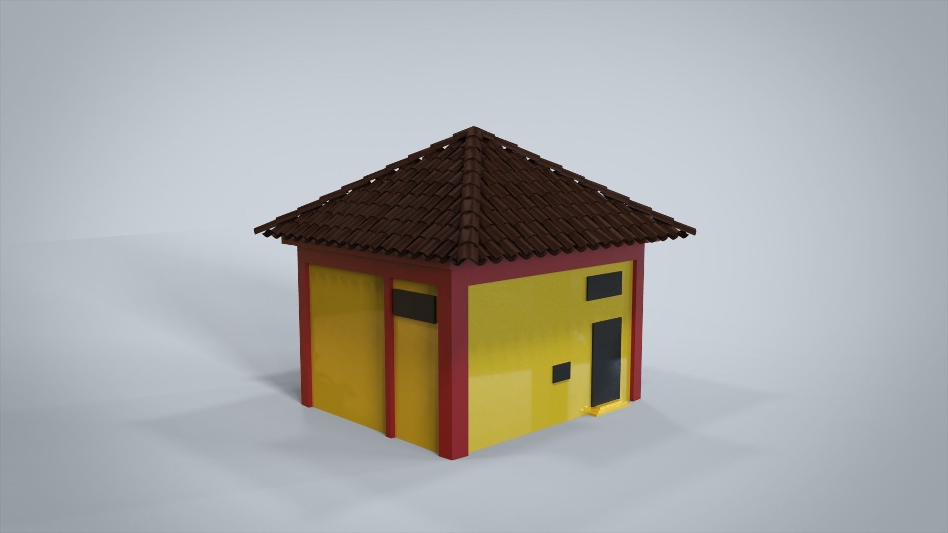 House with roof Low-poly 3D model_2