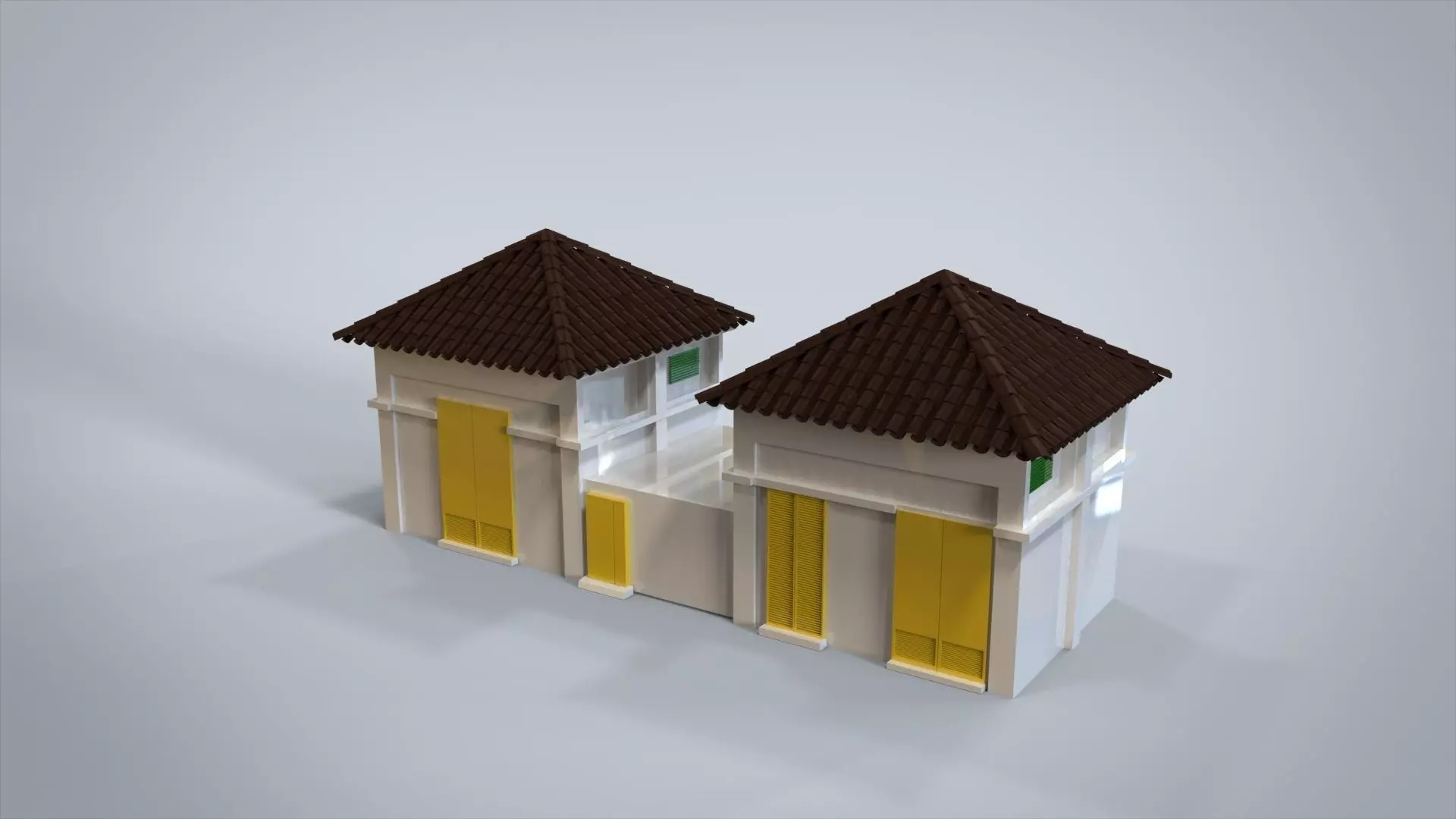 House set two lego houses with roofs Low-poly 3D model_0