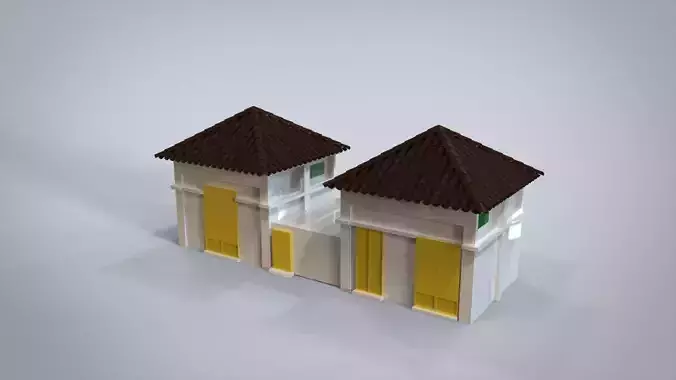 House set two lego houses with roofs Low-poly 3D model