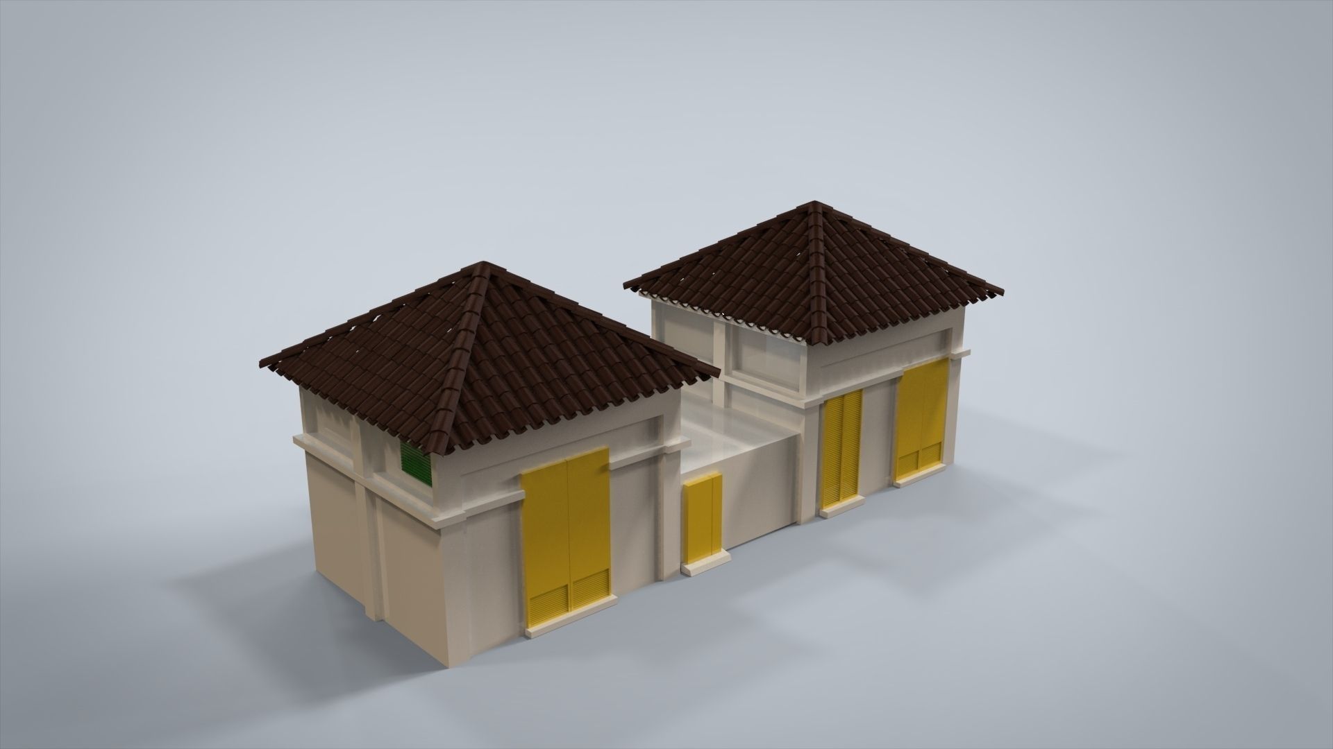 House set two lego houses with roofs Low-poly 3D model_2