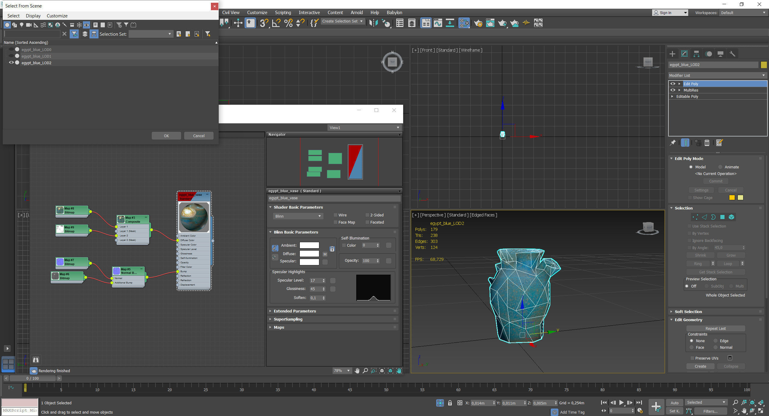 Egypt Blue - reconstructed broken vase Low-poly 3D model_54