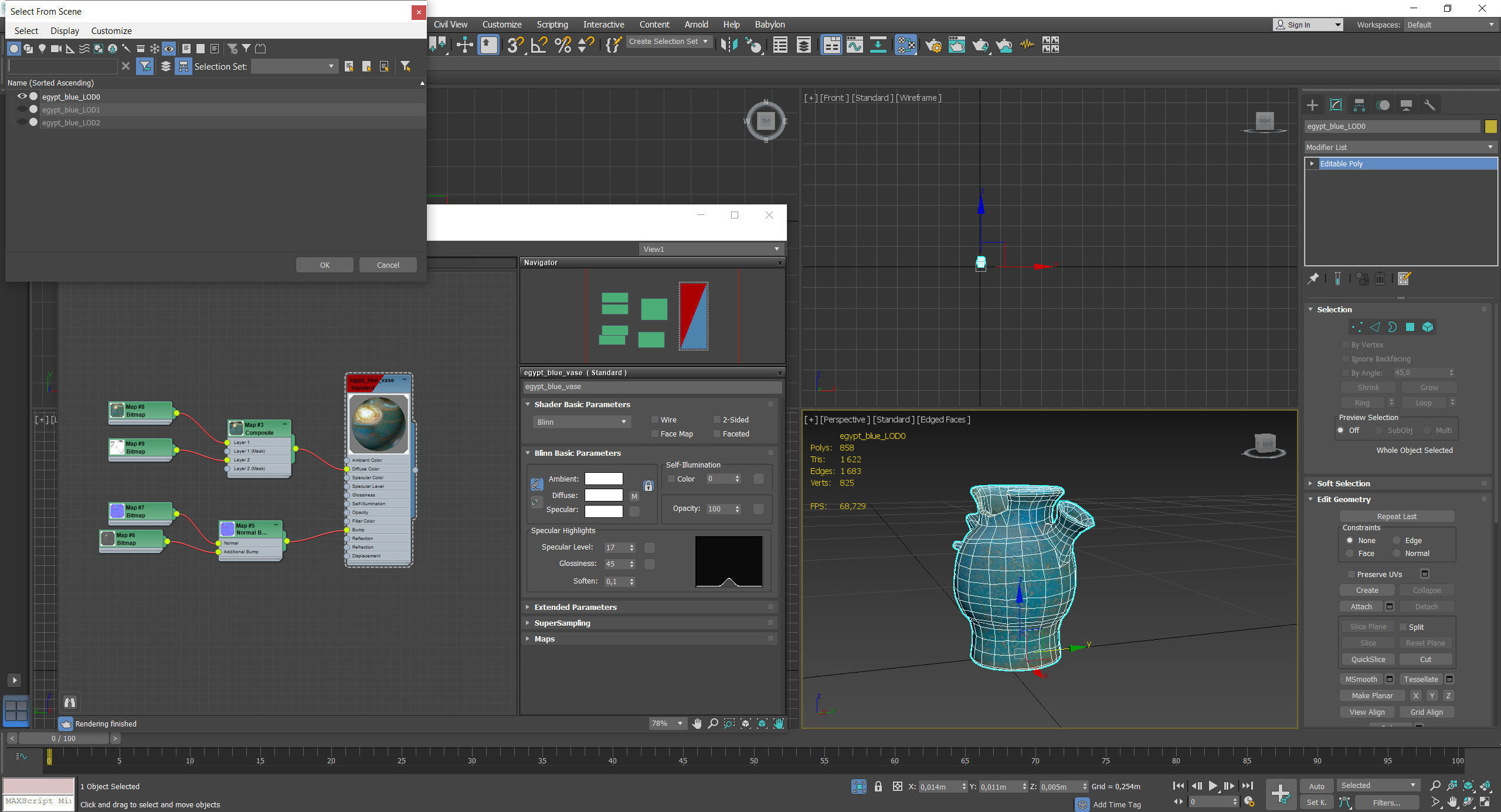 Egypt Blue - reconstructed broken vase Low-poly 3D model_53