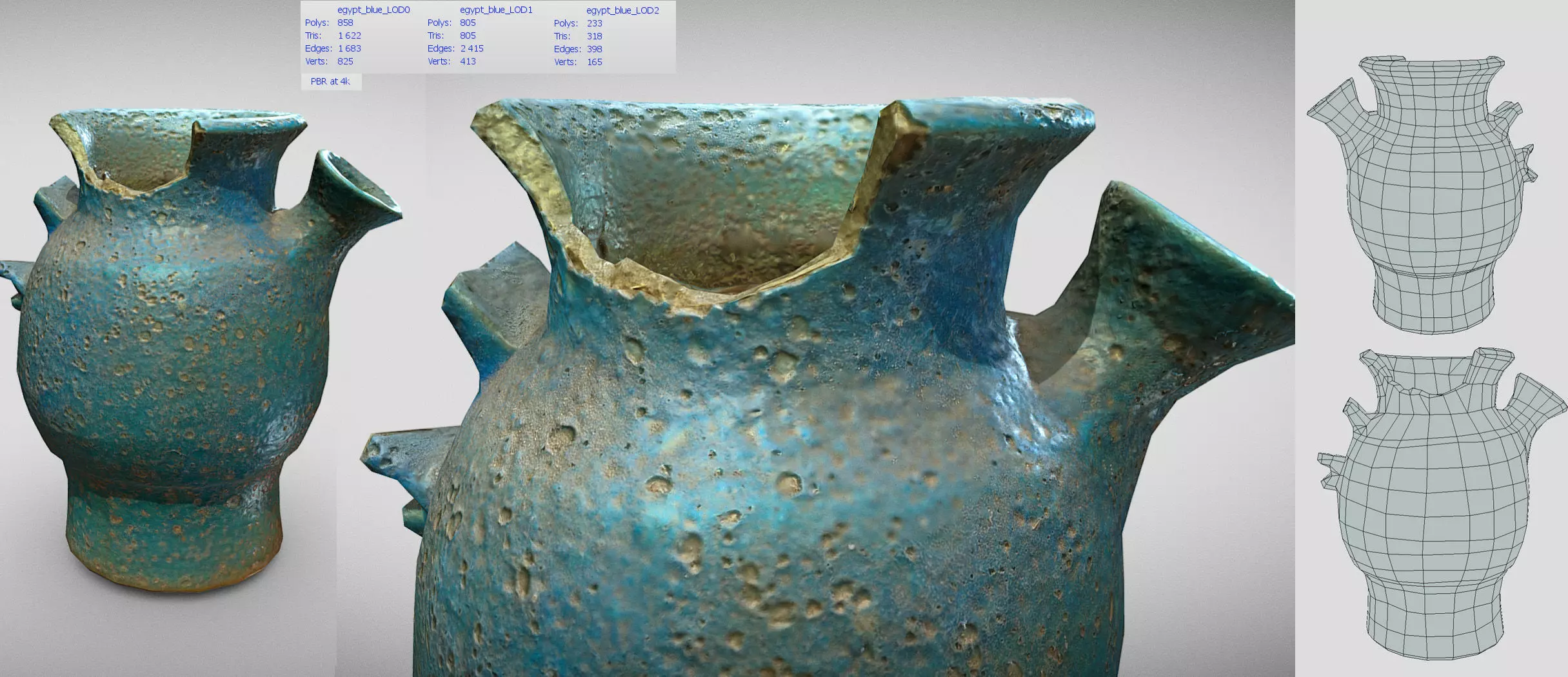 Egypt Blue - reconstructed broken vase Low-poly 3D model_0