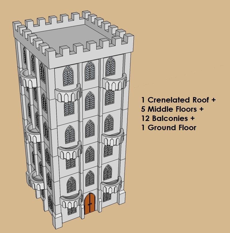 6mm or 8mm Modular Gothic Square Tower 3D print model_1