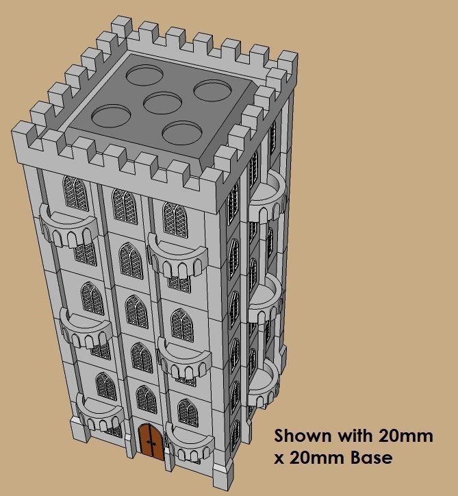 6mm or 8mm Modular Gothic Square Tower 3D print model_4