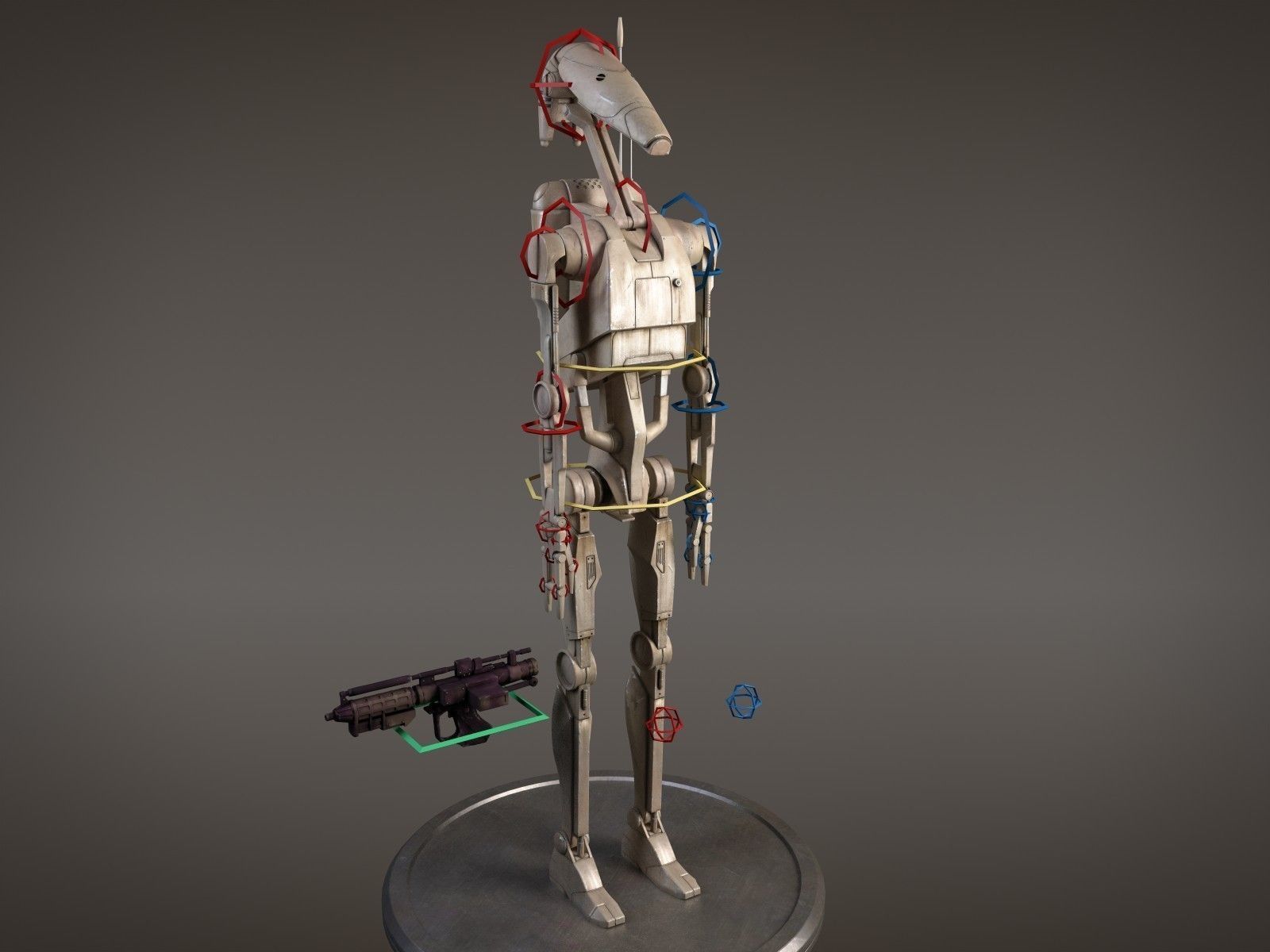 Star Wars Battle Droid rigged for Maya 3D model_9