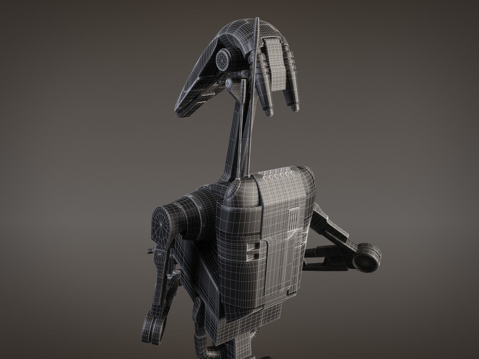 Star Wars Battle Droid rigged for Maya 3D model_18