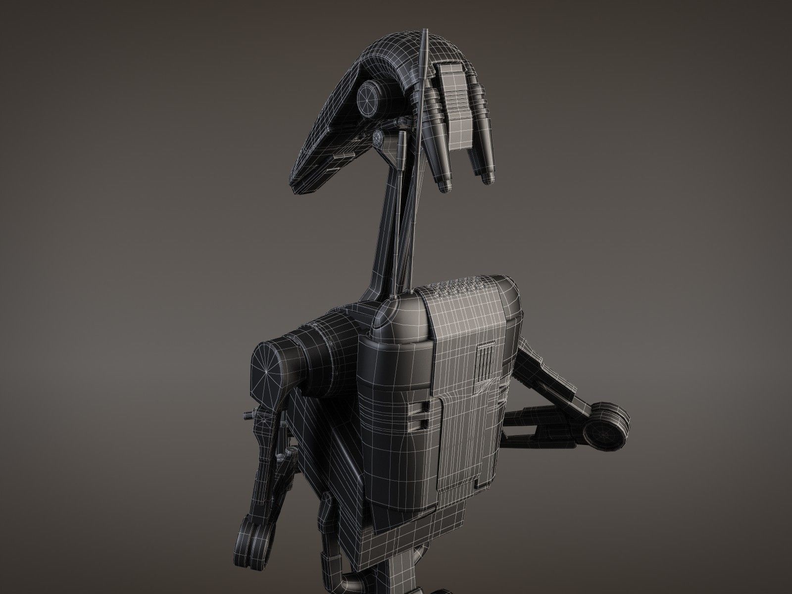Star Wars Battle Droid rigged for Maya 3D model_22