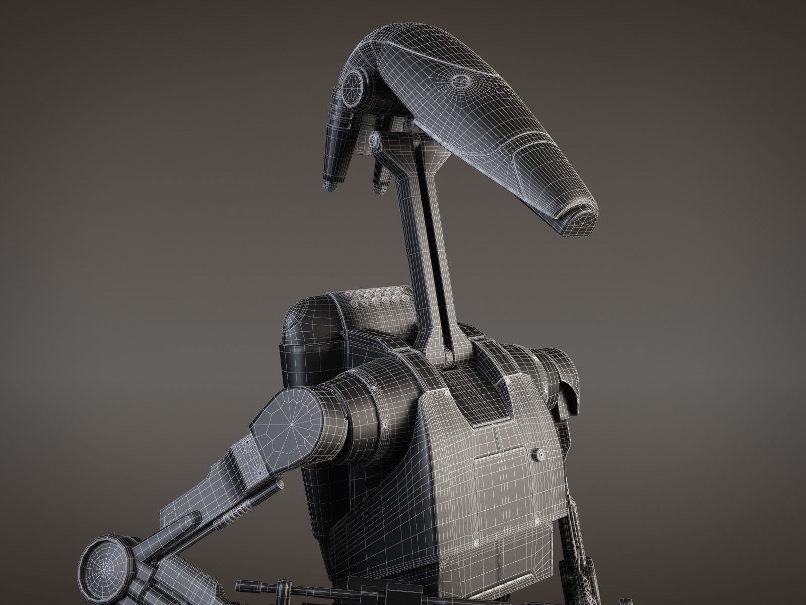 Star Wars Battle Droid rigged for Maya 3D model_16