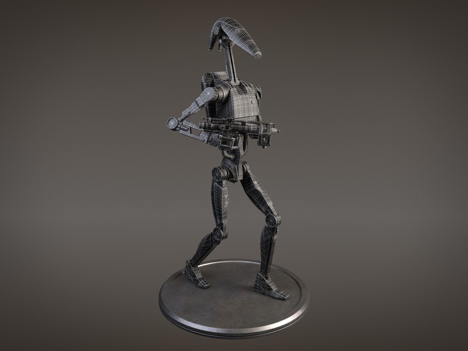 Star Wars Battle Droid rigged for Maya 3D model_19