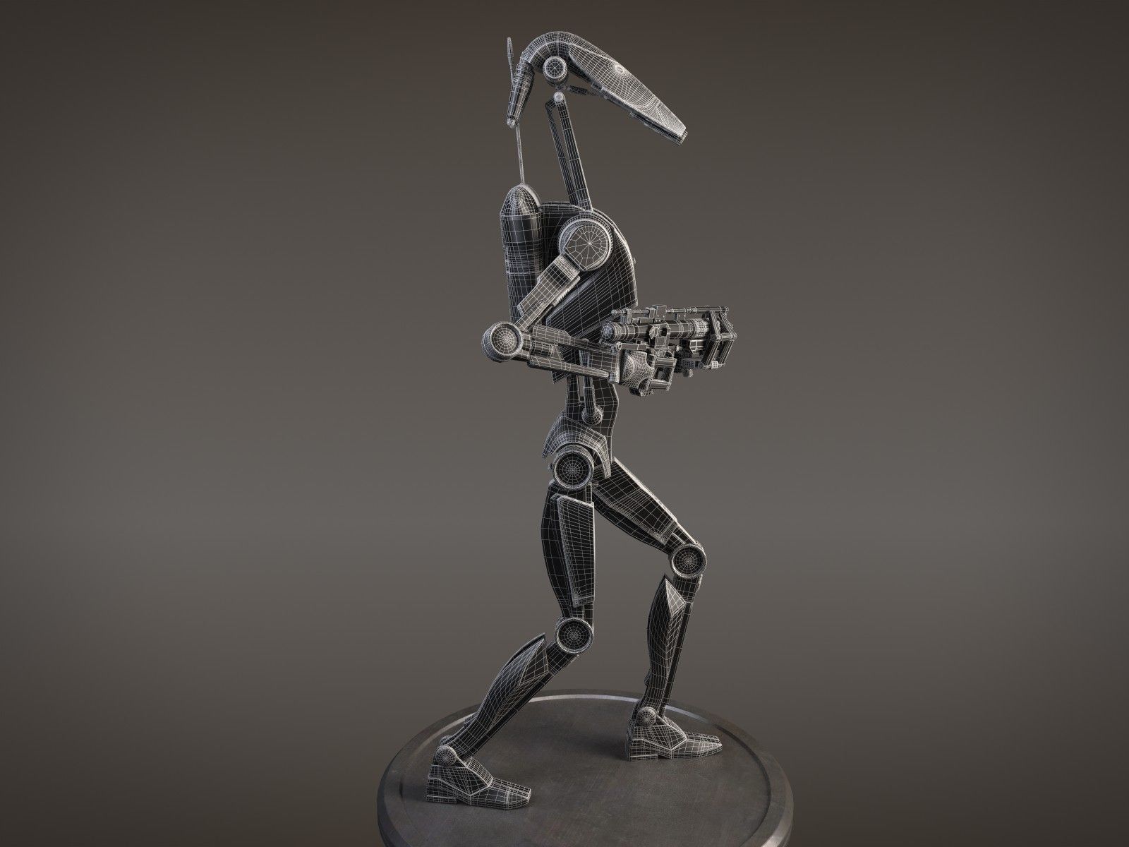 Star Wars Battle Droid rigged for Maya 3D model_17